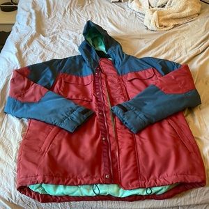 Dutch Bros Red and blue coat. Size M